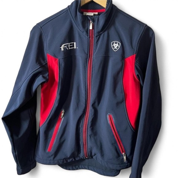 Ariat Jackets & Blazers - Ariat FEI Collection Softshell Jacket Women's Medium Navy Red Equestrian Riding